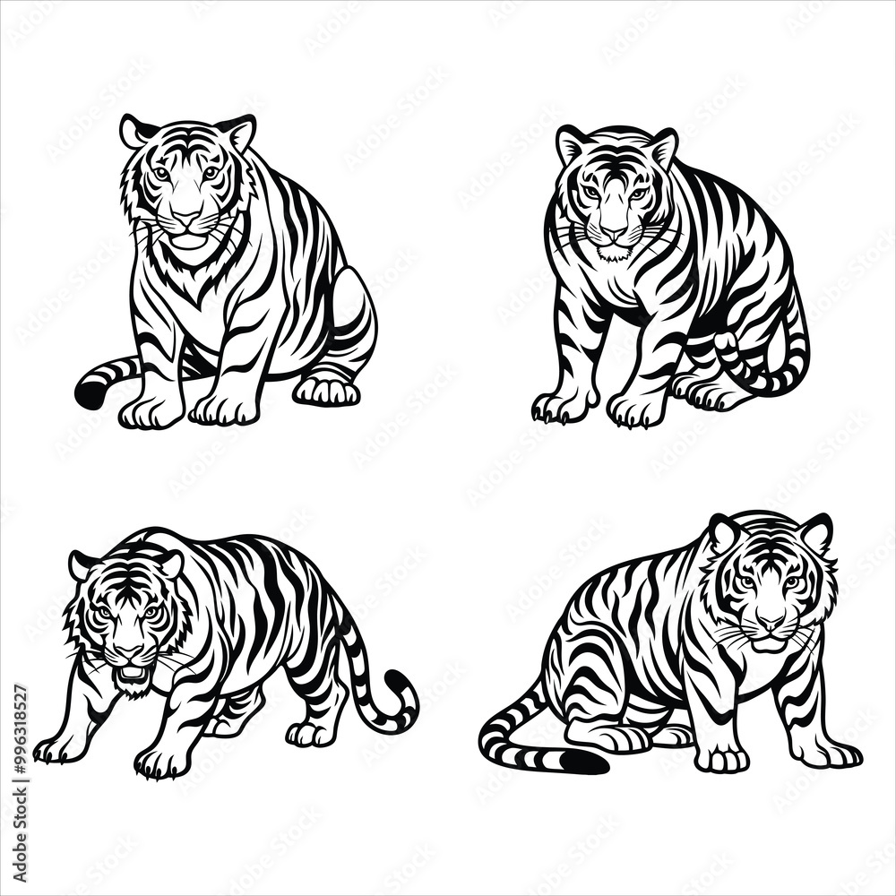 Obraz premium Tiger Crouching Svg