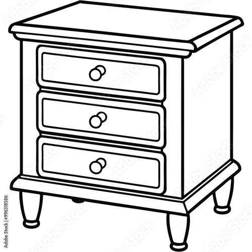 Nightstand vector line art