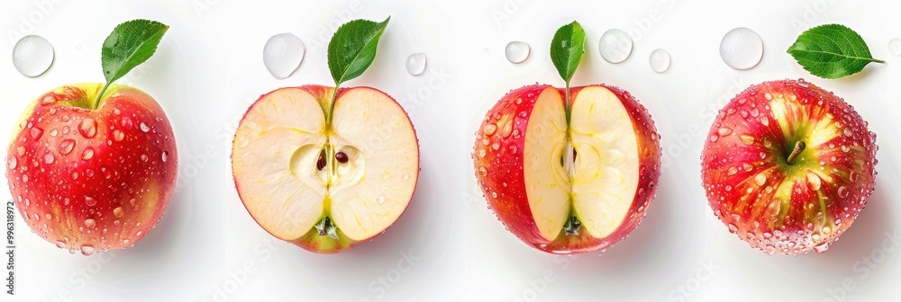 Naklejka premium Apple fruit and cut over white background