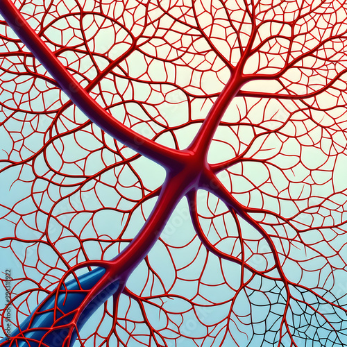 An intricate pattern of veins and arteries forming a web-like structure, representing circulatory health.