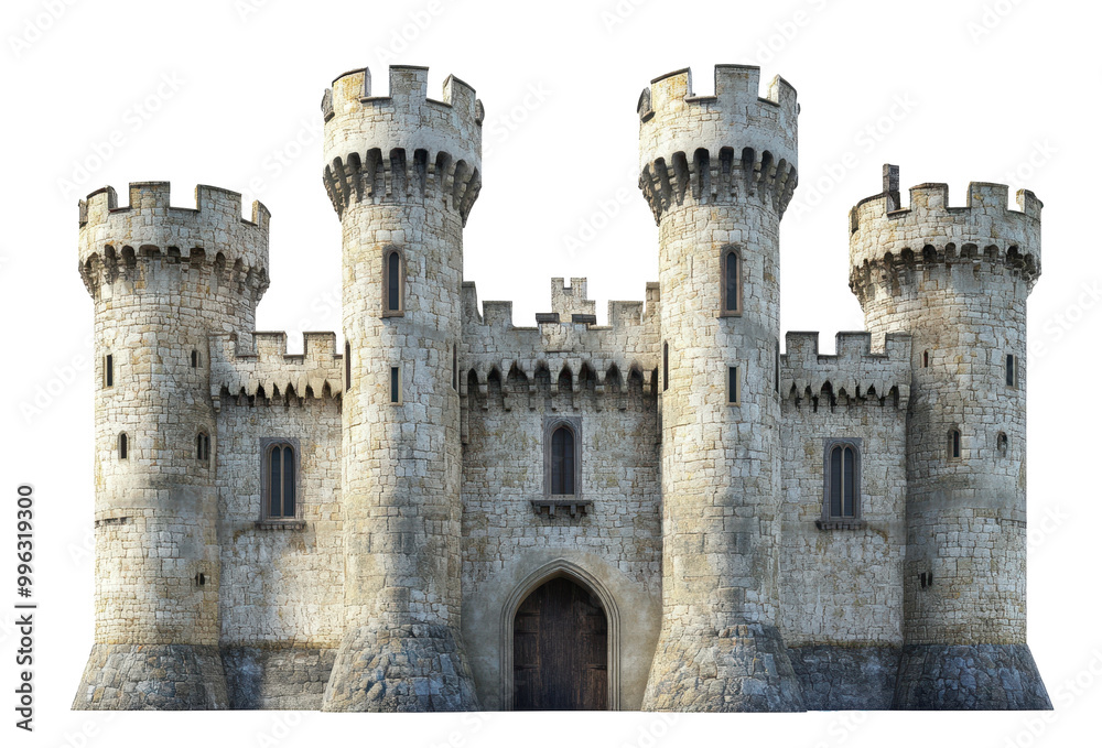 Ancient stone castle with towering battlements and fortified walls Ancient stone castle with towering battlements and fortified walls