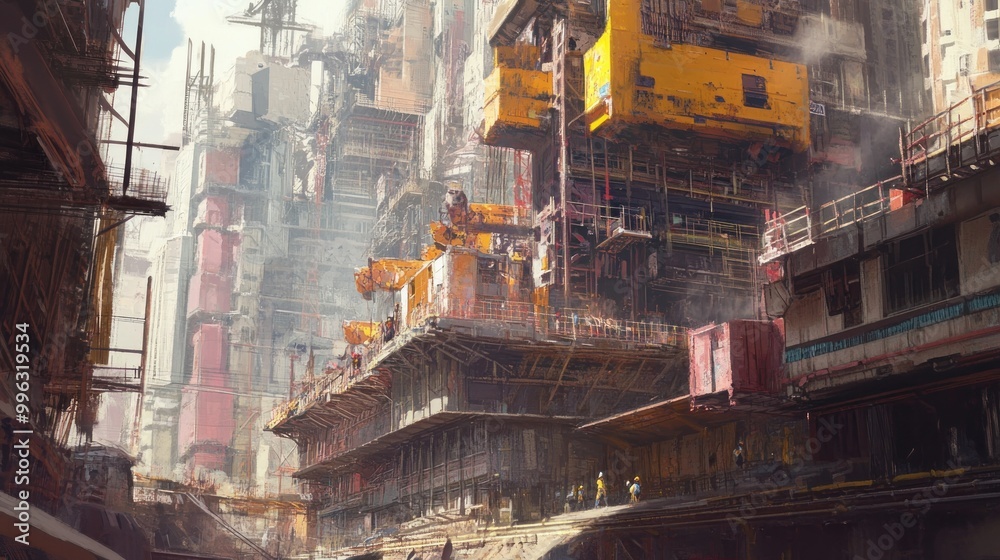 Futuristic Urban Construction Site With Advanced Architecture Futuristic Urban Construction Site With Advanced Architecture