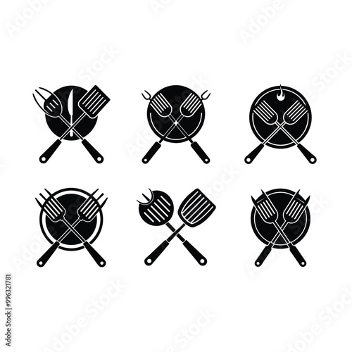Stylish BBQ and grill tools vector design perfect for culinary graphics
