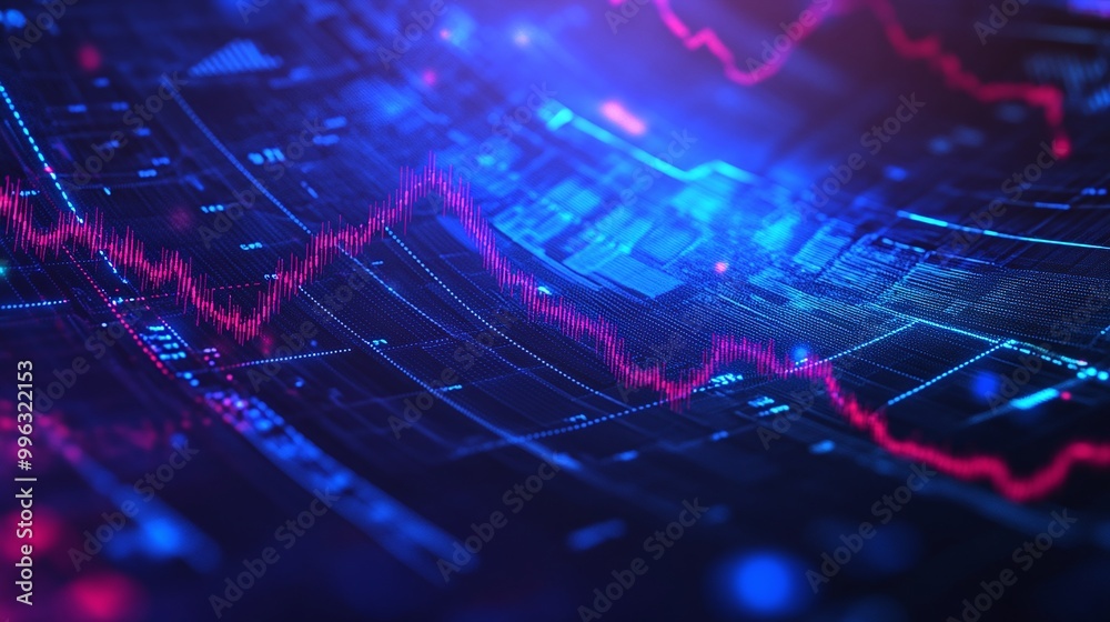 Abstract digital background depicting colorful data visualization and analytics with glowing lines and patterns. Abstract digital background depicting colorful data visualization and analytics with glowing lines and patterns.