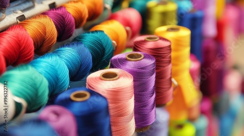 Vibrant Thread Reels Displayed for Creative Sewing Projects photo