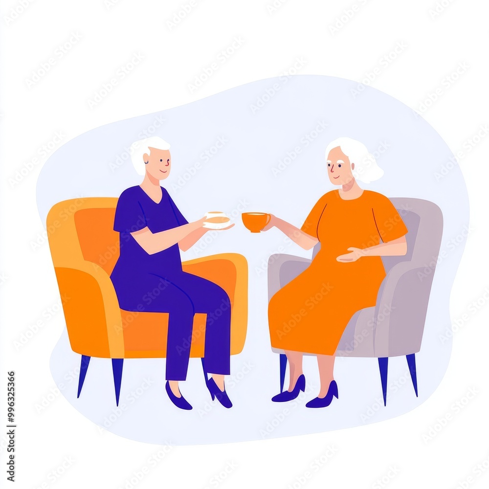 Nurse taking care of grandfather in a nursing home. Modern flat cartoon character walking with the help of young woman staff in a rehabilitation and therapy clinic. Nurse taking care of grandfather in a nursing home. Modern flat cartoon character walking with the help of young woman staff in a rehabilitation and therapy clinic.