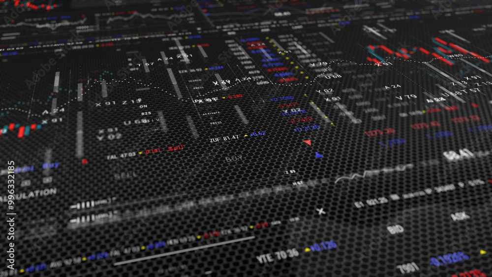 data stock market candlsteek on the screen laptop keyboard Trading platform screen HUD. 2 data stock market candlsteek on the screen laptop keyboard Trading platform screen HUD. 2