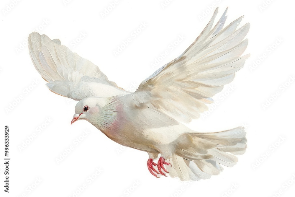 Fototapeta premium Elegant white dove in flight
