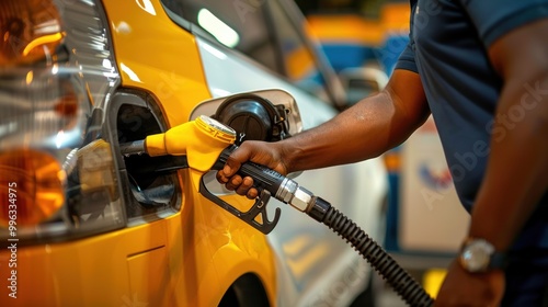 Man Filling His Car at a Gas Station