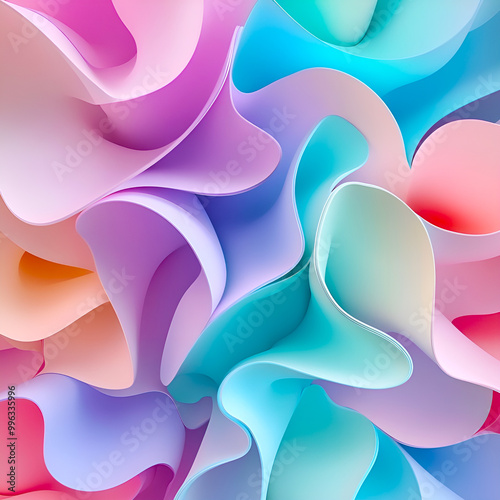 Abstract wavy geometric background in pastel colors. Abstract futuristic background.