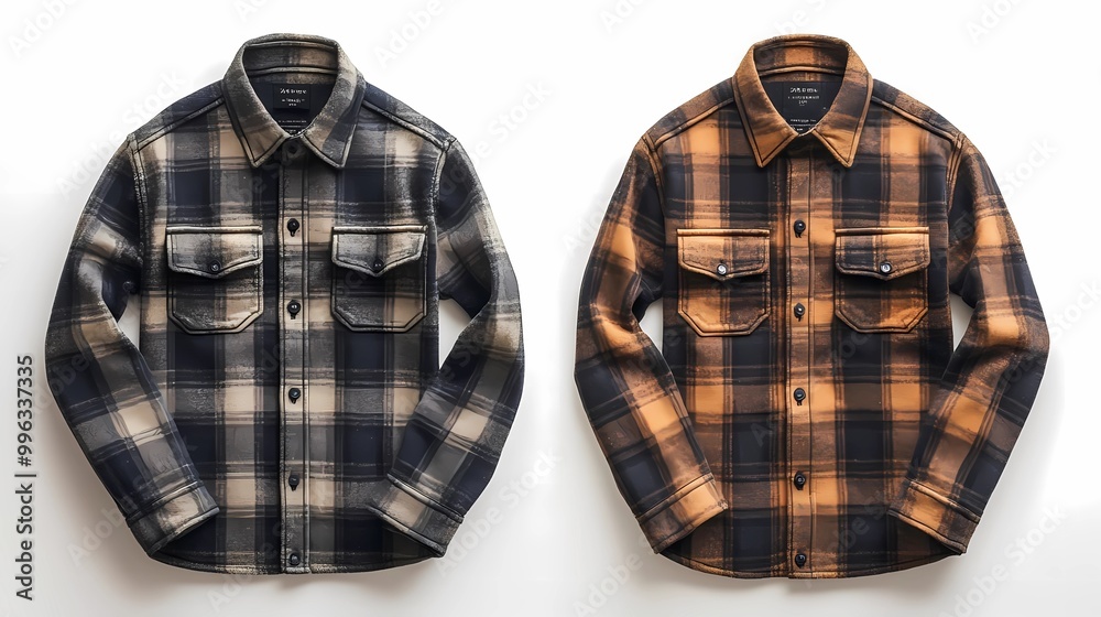classic flannel shirt with a button-up front, featuring a plaid pattern and rolled-up sleeves, styled for a relaxed and casual look, on a white background classic flannel shirt with a button-up front, featuring a plaid pattern and rolled-up sleeves, styled for a relaxed and casual look, on a white background