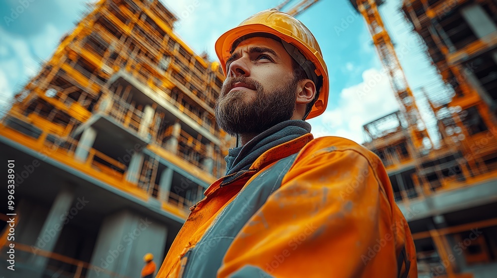 Construction Worker Gazing at the Future: Building a New Cityscape Construction Worker Gazing at the Future: Building a New Cityscape