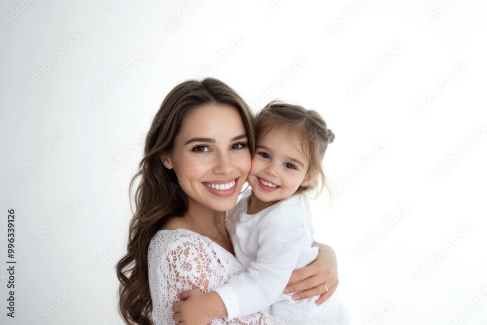 A beautiful woman smiling and holding her young daughter portrait background happy. A beautiful woman smiling and holding her young daughter portrait background happy.