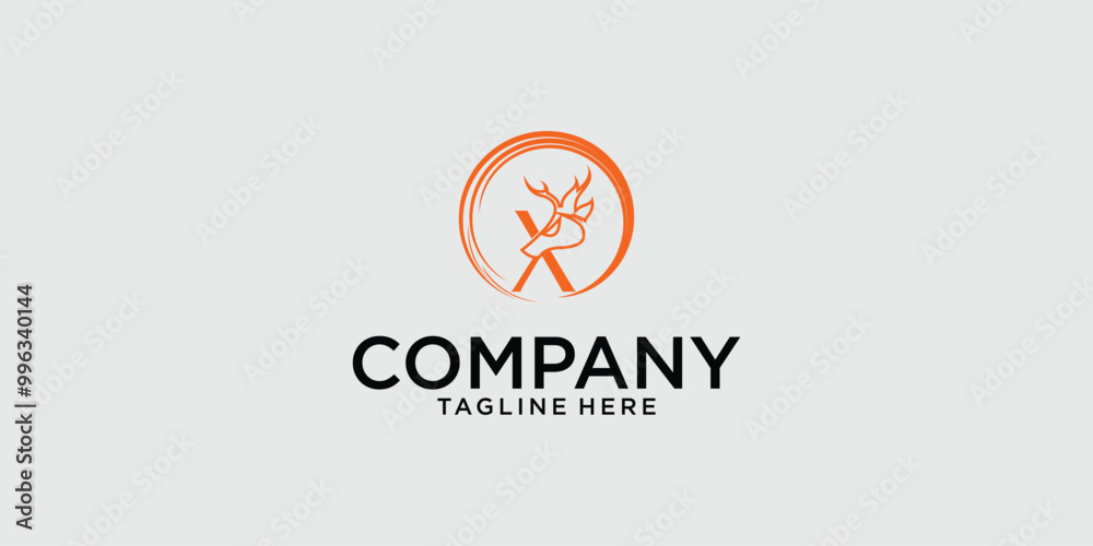 Creative deer logo design with combination letter premium vector Creative deer logo design with combination letter premium vector
