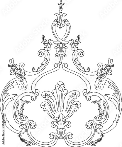 Vector sketch illustration silhouette design decorative ornament floral classic vintage ethnic traditional design complement