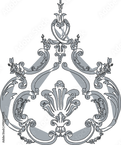 Vector sketch illustration silhouette design decorative ornament floral classic vintage ethnic traditional design complement 