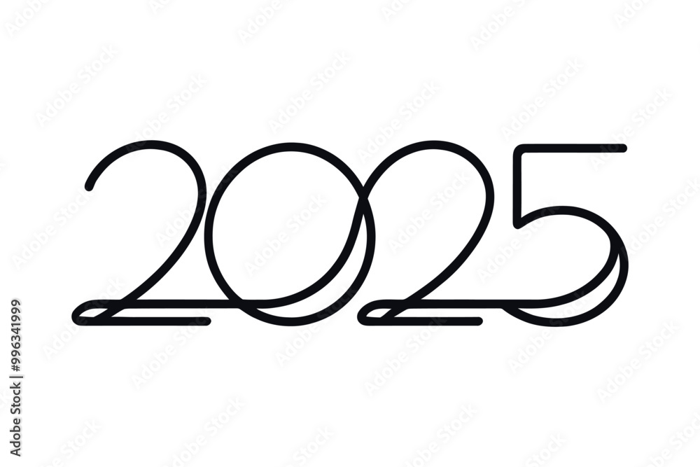 Happy new year 2025, logo, vector illustration, celebrate concept