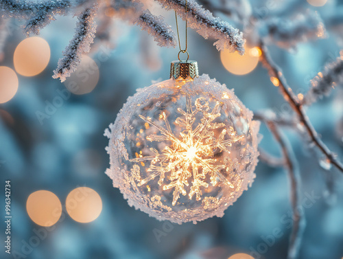 A delicate frosted ornament...