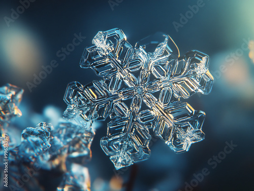 A delicate crystal snowflak...
