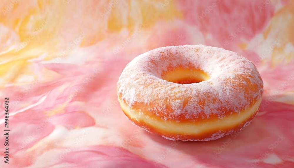 Obraz premium Sugary Donut on a Pink and Yellow Background