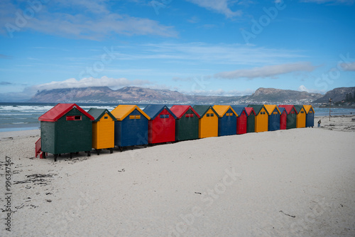 colorful beach huts on the beach