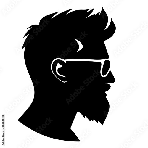 Stylish Hipster Man with Beard Silhouette – Vector Logo on Transparent Background