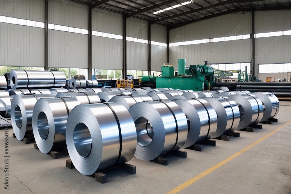 Rolled steel sheet, slit coil storage in factory warehouse Rolled steel sheet, slit coil storage in factory warehouse