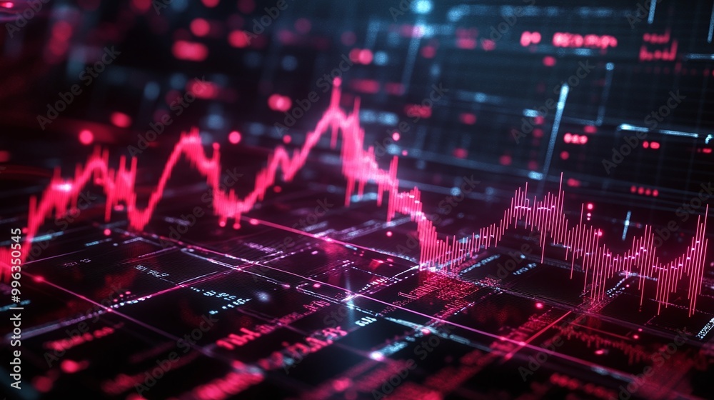 Abstract digital financial graph with vibrant colors and fluctuating data lines. Ideal for tech and finance themes. Abstract digital financial graph with vibrant colors and fluctuating data lines. Ideal for tech and finance themes.
