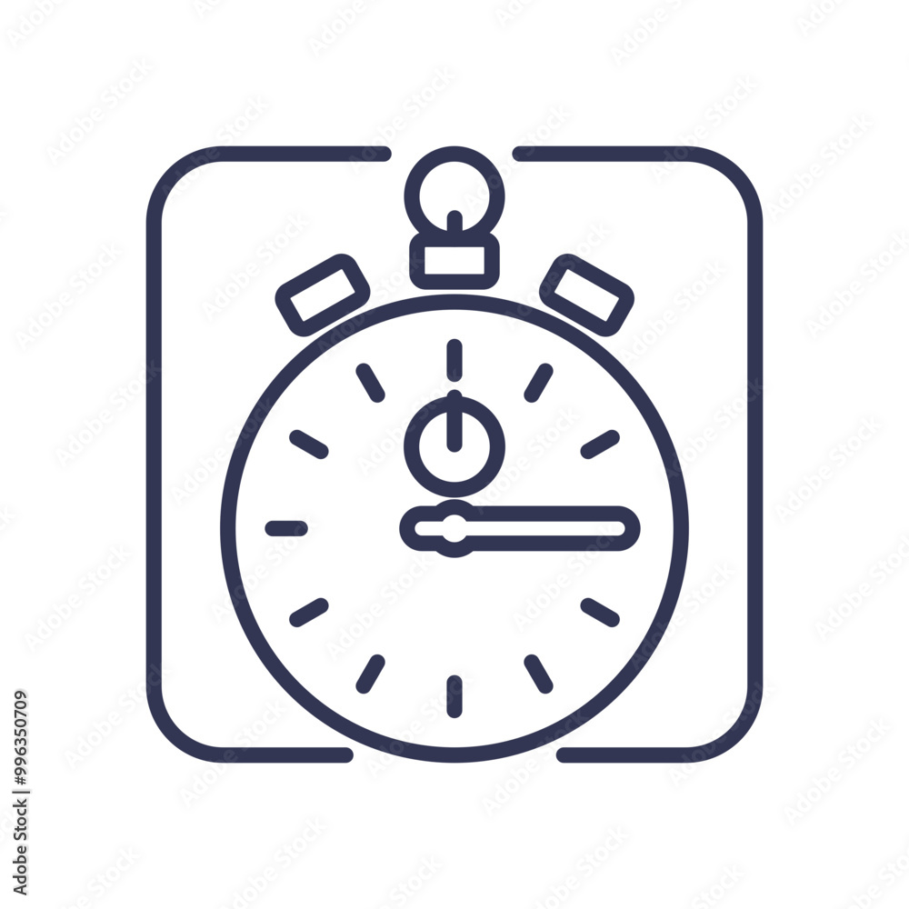 Line art of a stopwatch symbolizing precision and time management. Line art of a stopwatch symbolizing precision and time management.