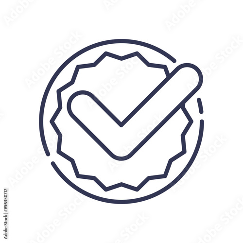 A checkmark inside a badge symbolizing approval and certification.