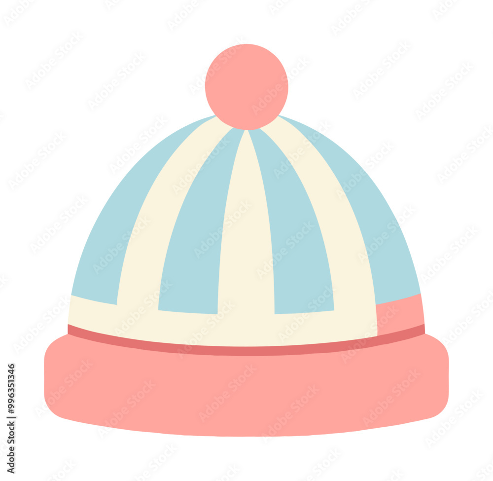 Blue and Pink Fabric Hats Winter Fashion Vector Illustration Blue and Pink Fabric Hats Winter Fashion Vector Illustration