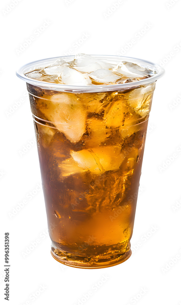 Cold tea drink in plastic cup isolated on transparent background Cold tea drink in plastic cup isolated on transparent background