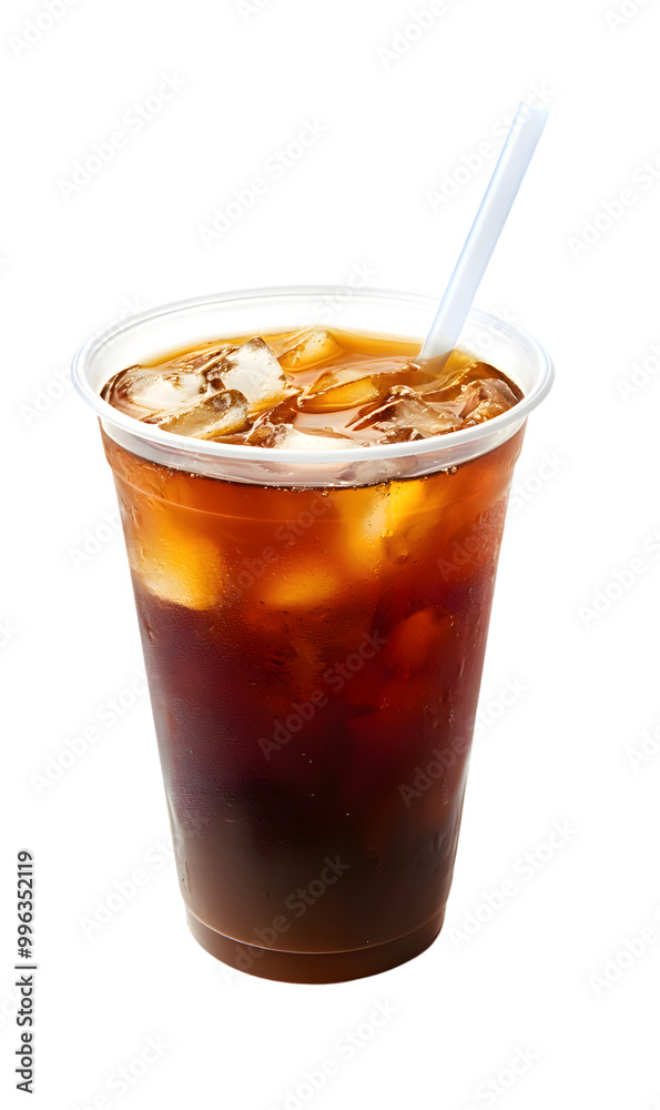 Cold tea drink in plastic cup isolated on transparent background Cold tea drink in plastic cup isolated on transparent background