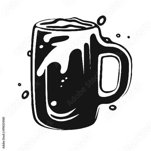 Beer Stein with Foam Silhouette – Vector Illustration, Transparent Background, Perfect for Logos