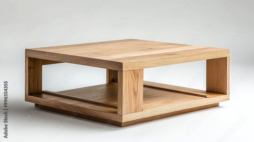 Modern Wooden Coffee Table with Open Shelf