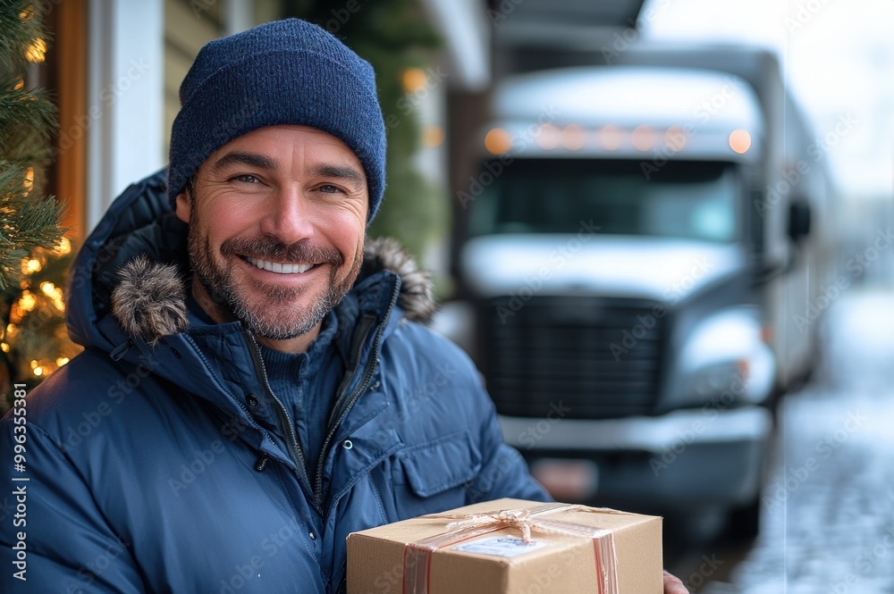 Portrait of a Moving Worker Holding a Box Portrait of a Moving Worker Holding a Box