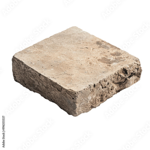 Flat concrete slab featuring rough edges and a smooth top surface, commonly used in construction or architectural projects. Isolated on transparent background, png.