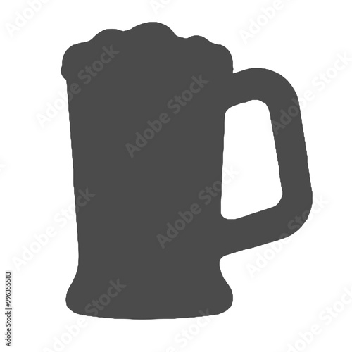 Foamy Beer Mug Silhouette – Transparent Background Vector for Logos and Icons photo