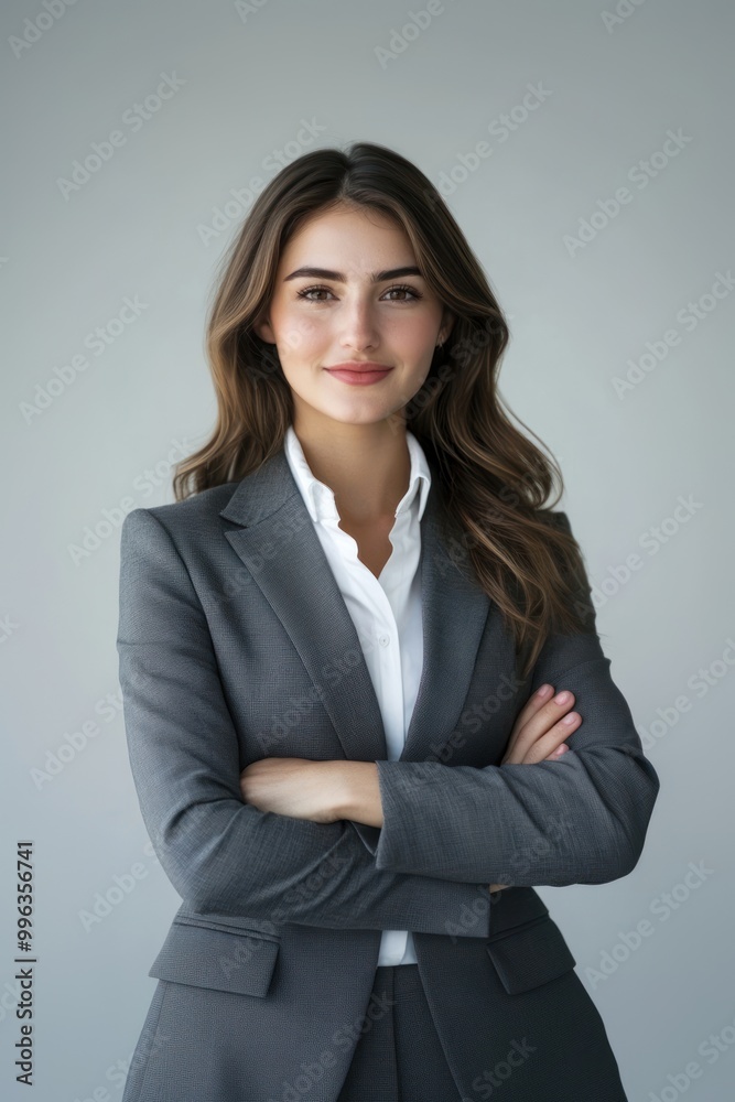 Smiling business woman with her arms crossed portrait photo suit. Smiling business woman with her arms crossed portrait photo suit.