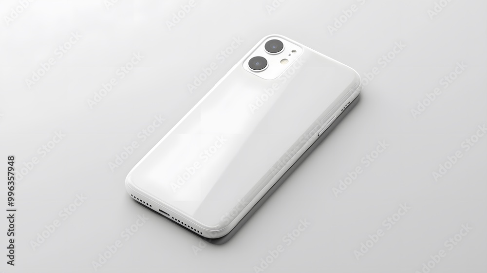 White smartphone with triple camera lens isolated on white background. White smartphone with triple camera lens isolated on white background.