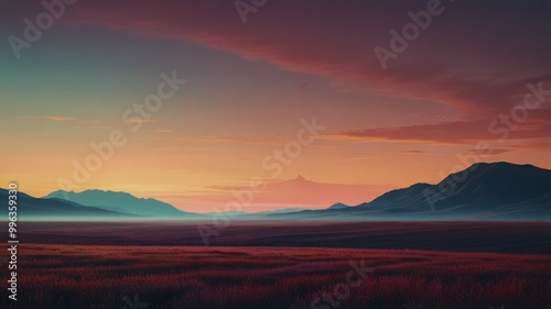 sunset over the mountains evening scene