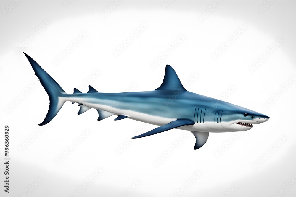 Blue shark on white background, Ai Generated Blue shark on white background, Ai Generated