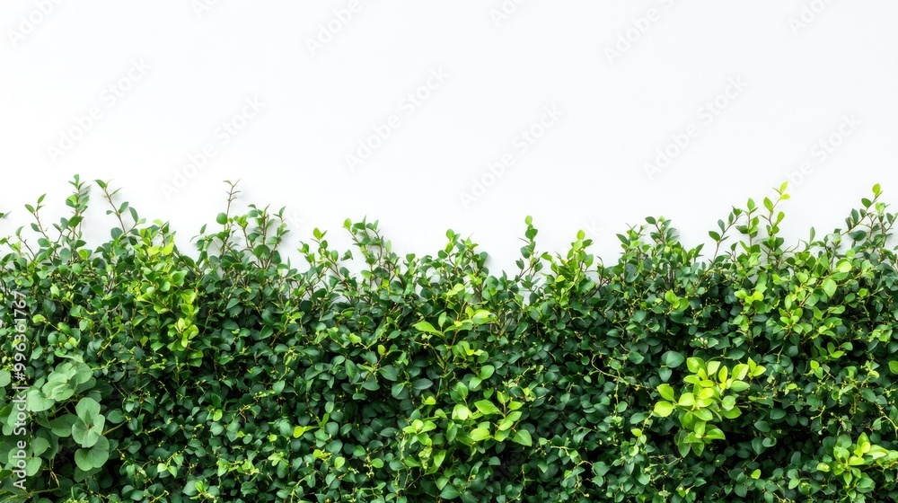 A green hedge wall fills the frame, set against a white background, creating a fresh and organic scene. A green hedge wall fills the frame, set against a white background, creating a fresh and organic scene.
