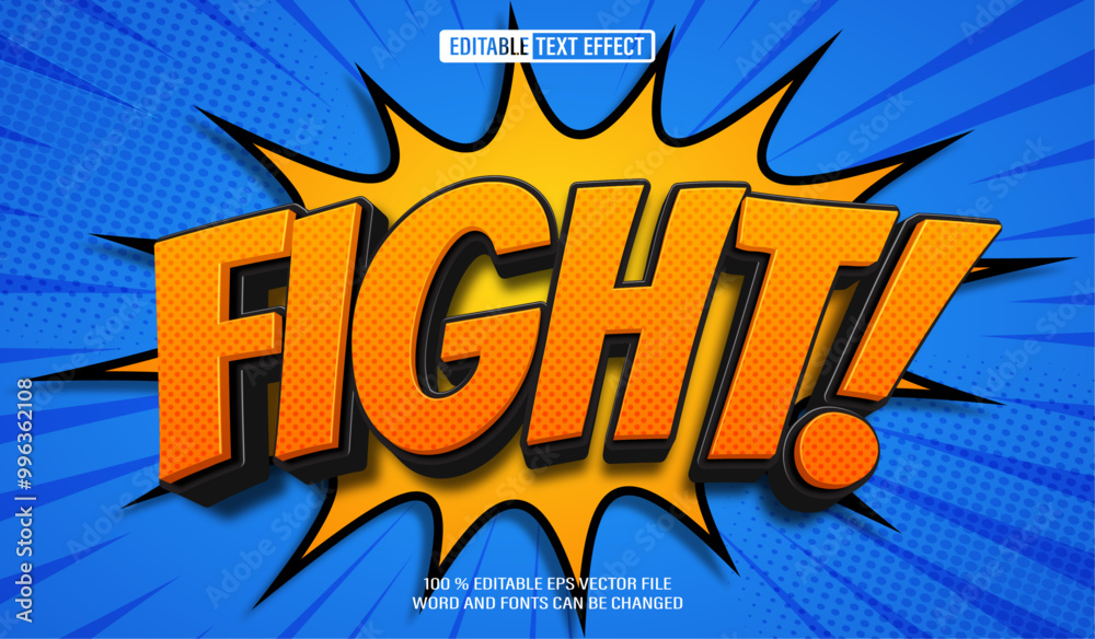 Obraz premium Editable 3d text style effect - Fight text effect Template