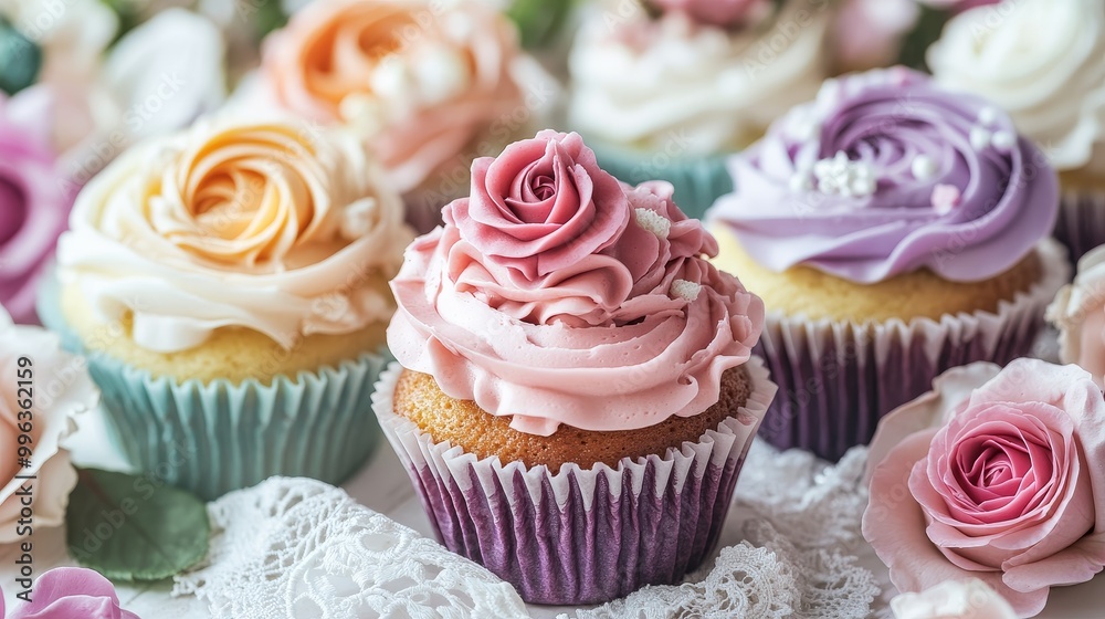 Stunning HD wallpaper of cupcakes with frosting in 8K
