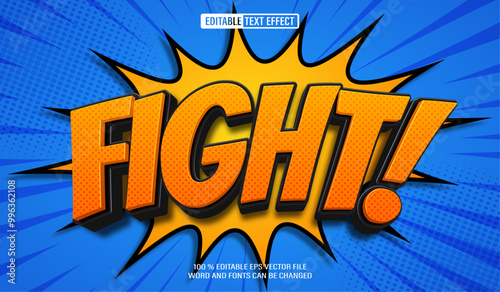 Editable 3d text style effect - Fight text effect Template