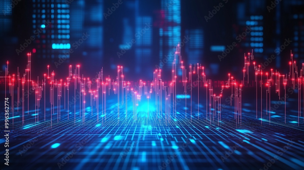 Abstract digital sound wave representation in vibrant colors on a dark background. Abstract digital sound wave representation in vibrant colors on a dark background.