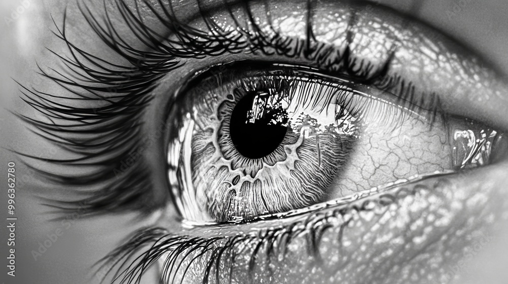 Fototapeta premium Stock photograph of a close up of a human eye in HD 8K