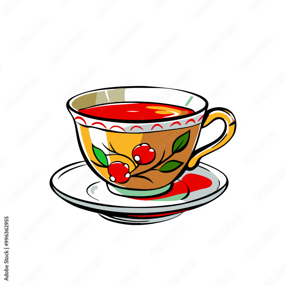 Elegant teacup illustration on a transparent background for beverage and dining concepts Elegant teacup illustration on a transparent background for beverage and dining concepts