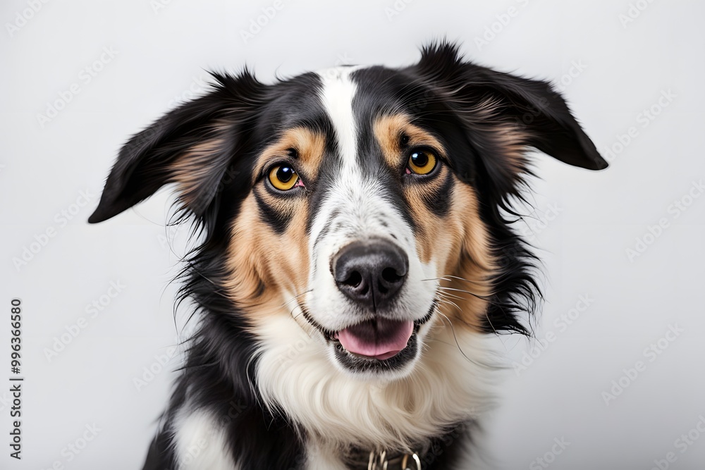 Border collie mix dog on white background, Ai Generated Border collie mix dog on white background, Ai Generated